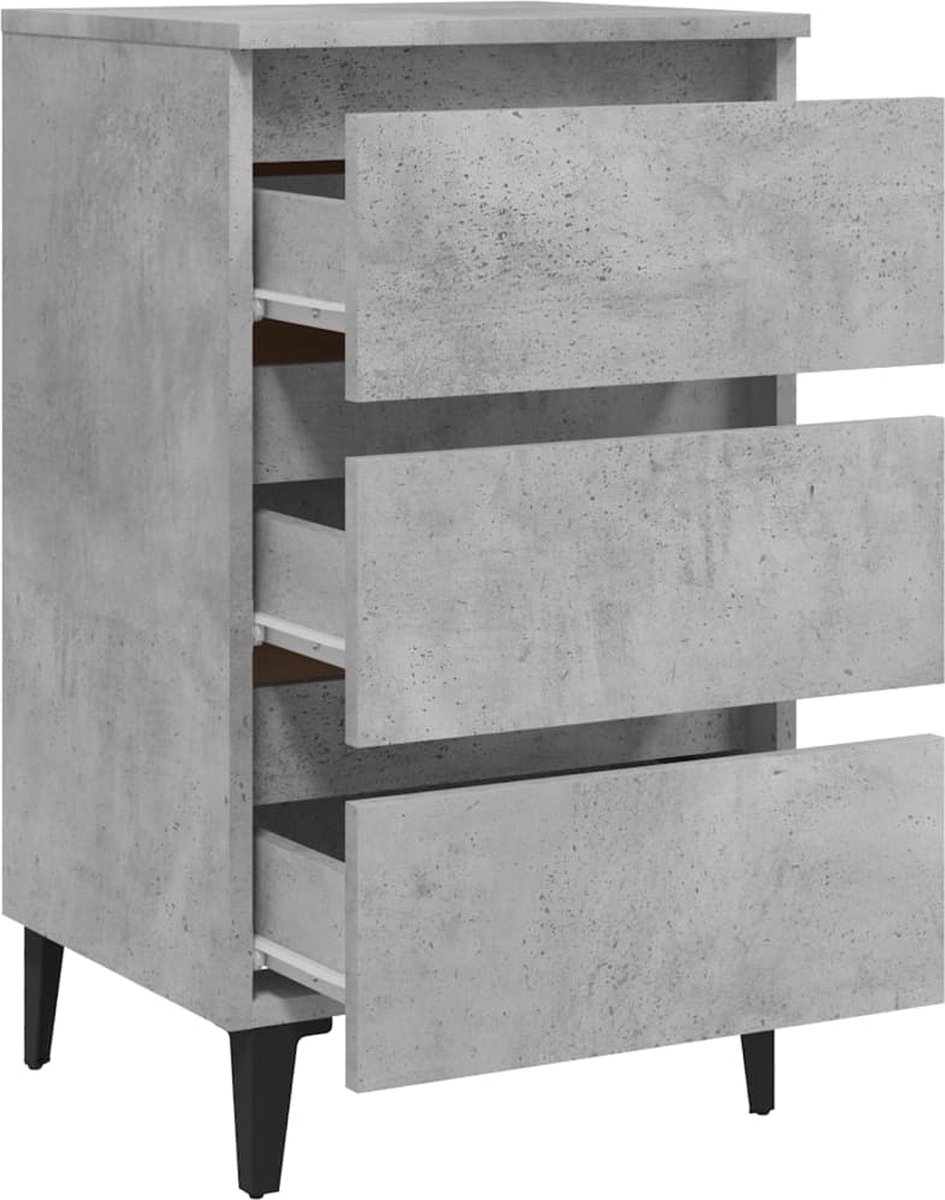 Vidaxl Nachtkastjes 2 St Met Metalen Poten 40x35x69 Cm Beton - Grijs
