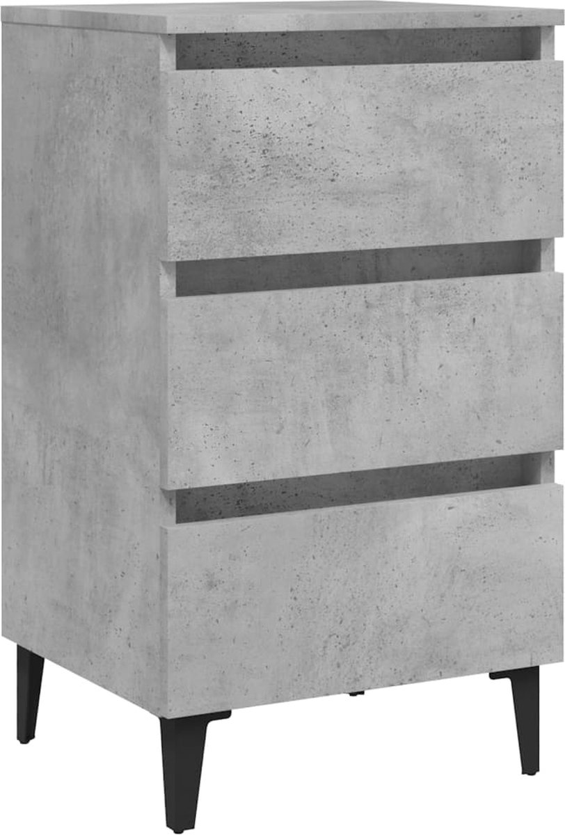 Vidaxl Nachtkastjes 2 St Met Metalen Poten 40x35x69 Cm Beton - Grijs
