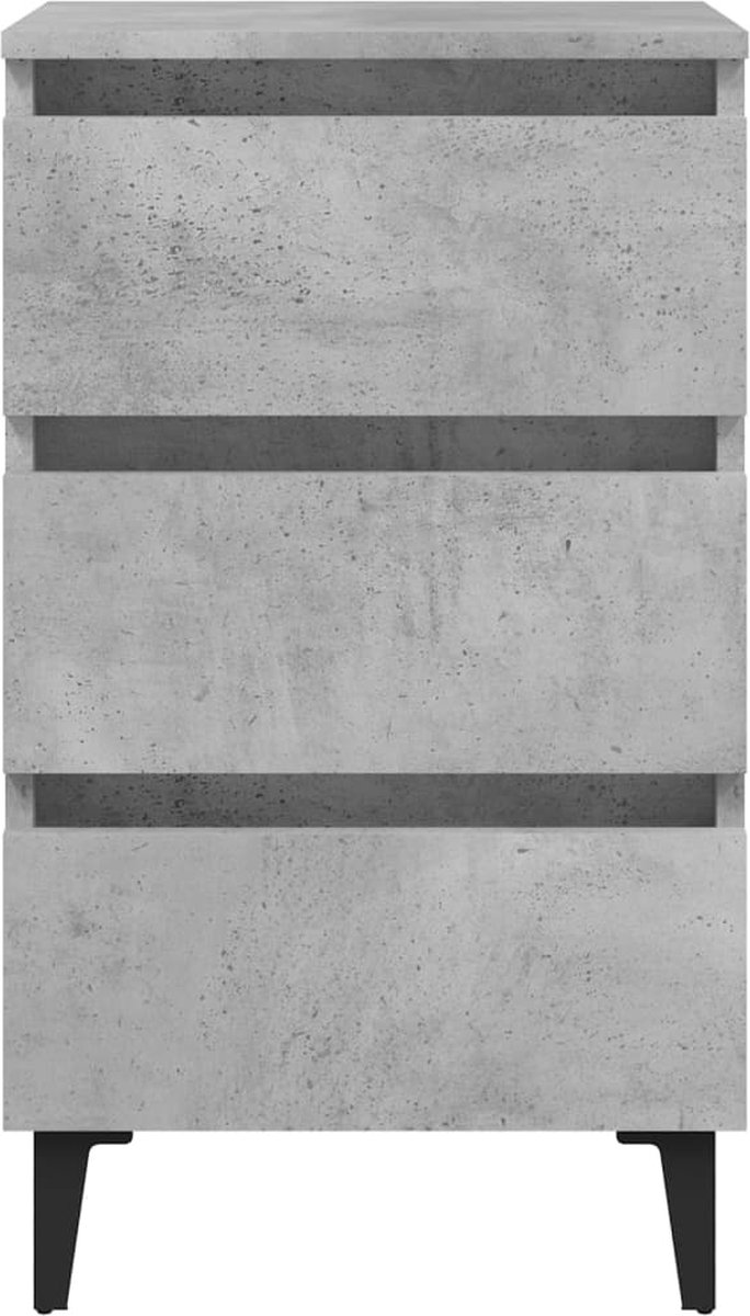 Vidaxl Nachtkastjes 2 St Met Metalen Poten 40x35x69 Cm Beton - Grijs