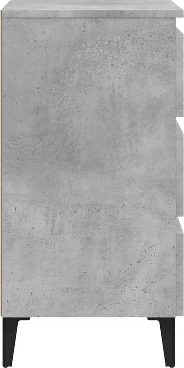 Vidaxl Nachtkastjes 2 St Met Metalen Poten 40x35x69 Cm Beton - Grijs