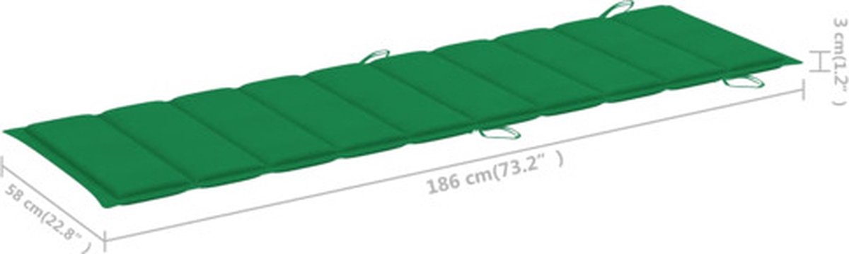 Vidaxl Ligbed Met Tafeltje En Kussen Massief Acaciahout - Groen