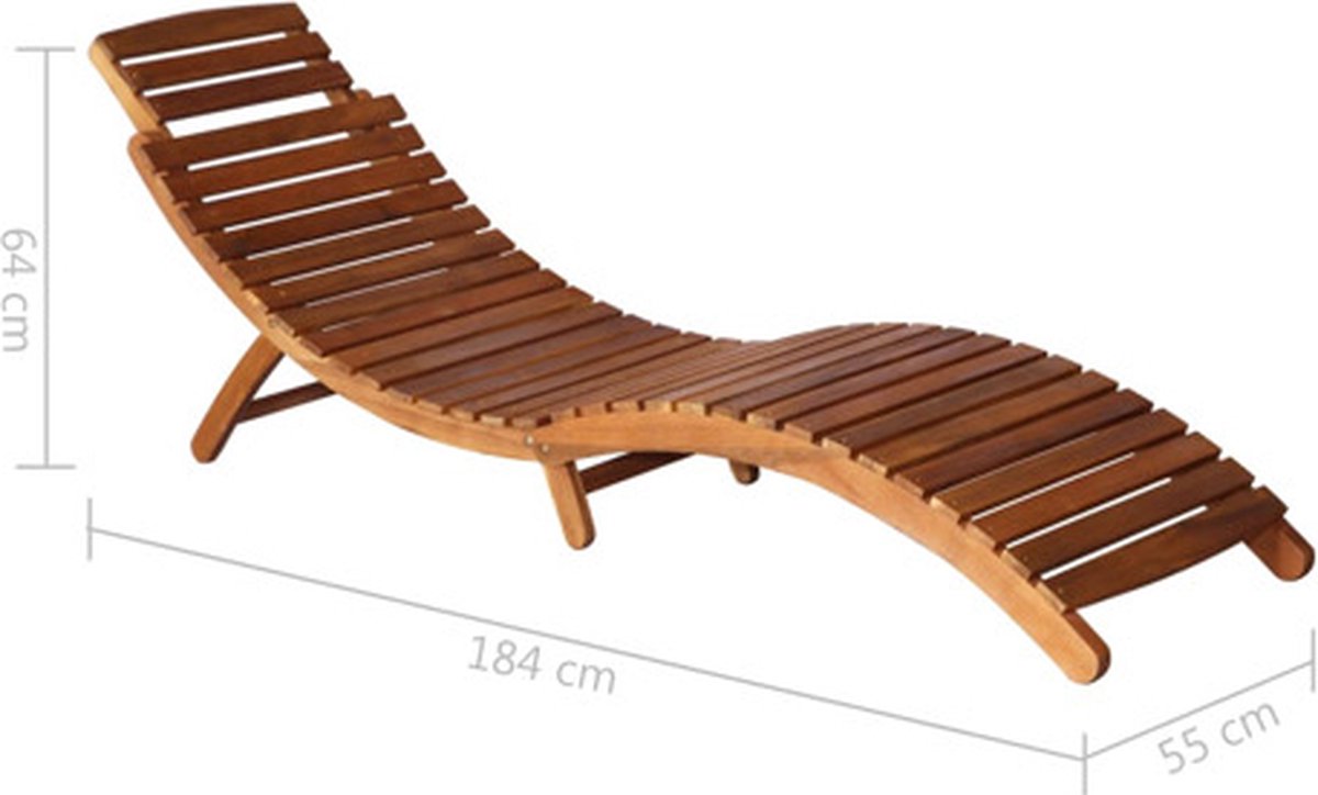 Vidaxl Ligbed Met Tafeltje En Kussen Massief Acaciahout - Blauw