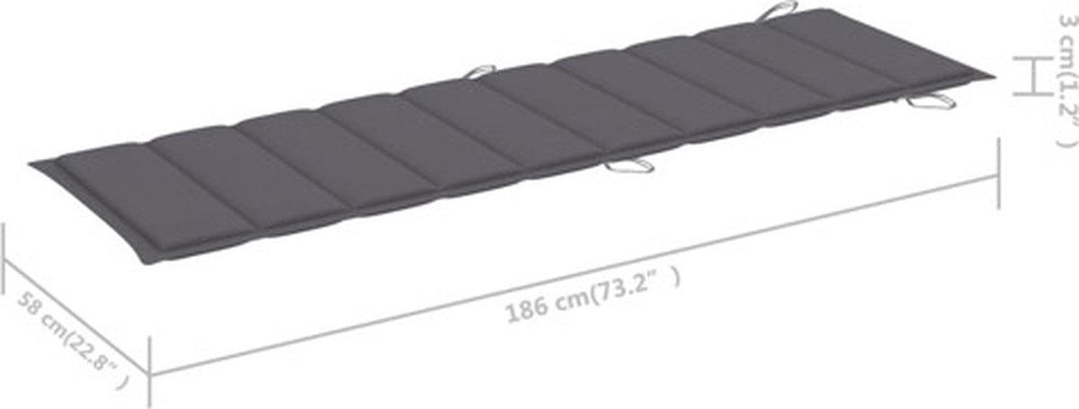 Vidaxl Ligbed Met Tafeltje En Kussen Massief Acaciahout - Grijs