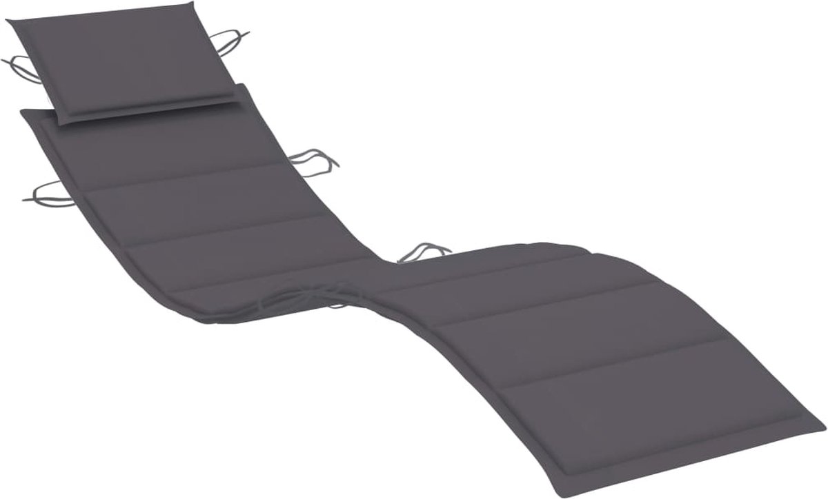 Vidaxl Ligbed Met Tafeltje En Kussen Massief Acaciahout - Grijs