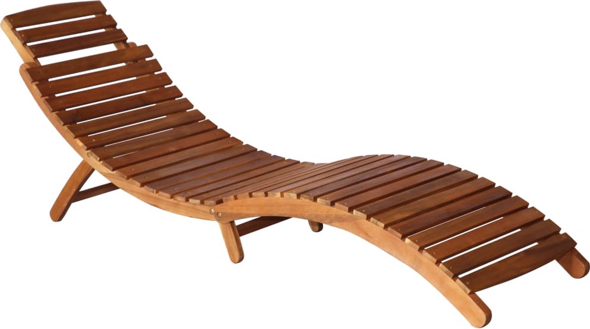 Vidaxl Ligbed Met Tafeltje En Kussen Massief Acaciahout - Grijs