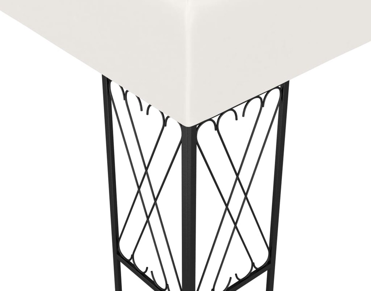 Vidaxl Prieel Met Led-lichtslinger 3x3 M Stof Crèmekleurig