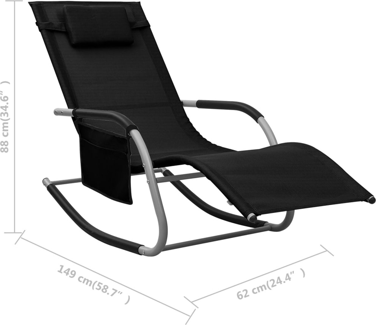 Vidaxl Ligbed Textileen En Grijs - Zwart