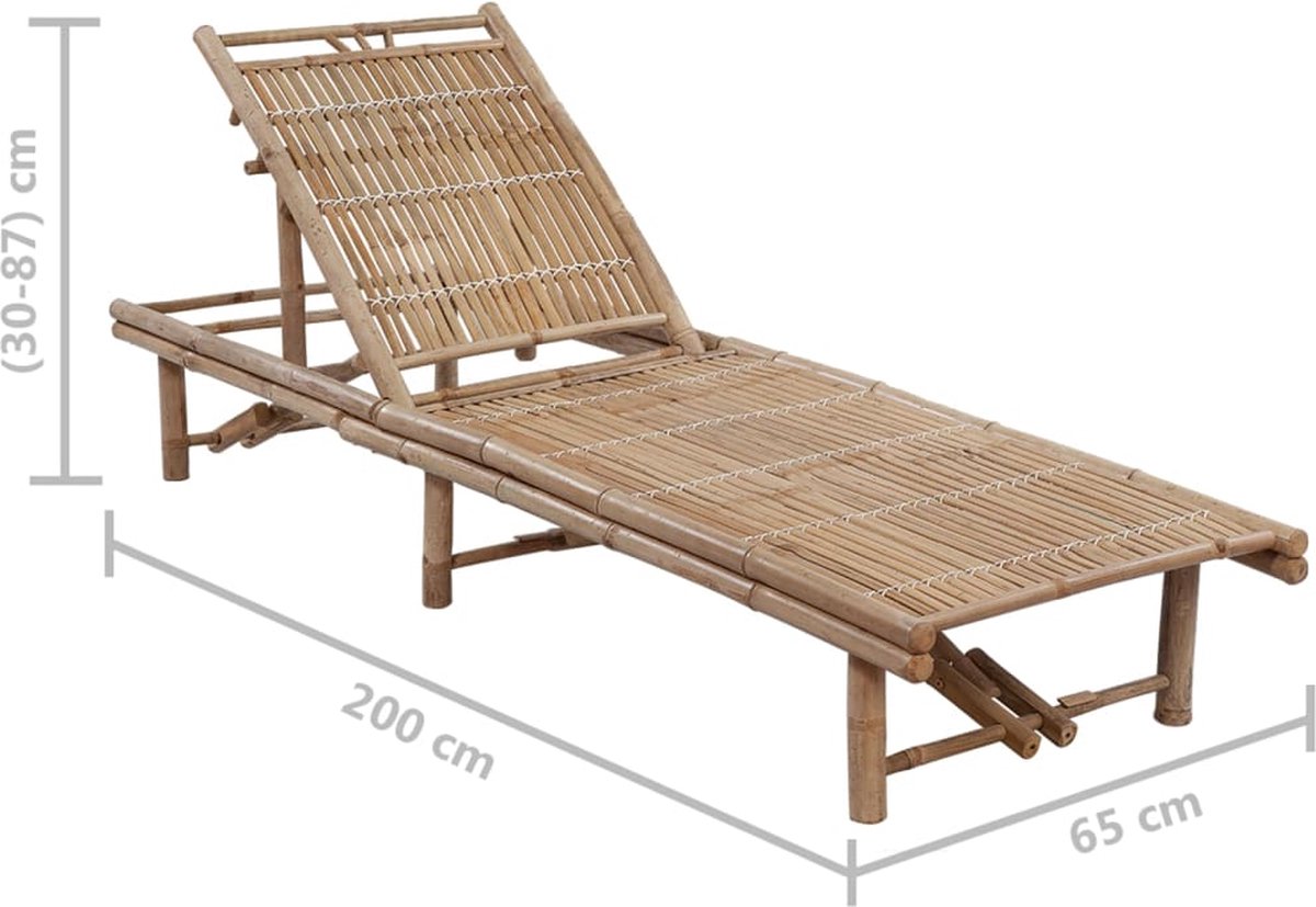 Vidaxl Ligbed Met Kussen Bamboe - Rood