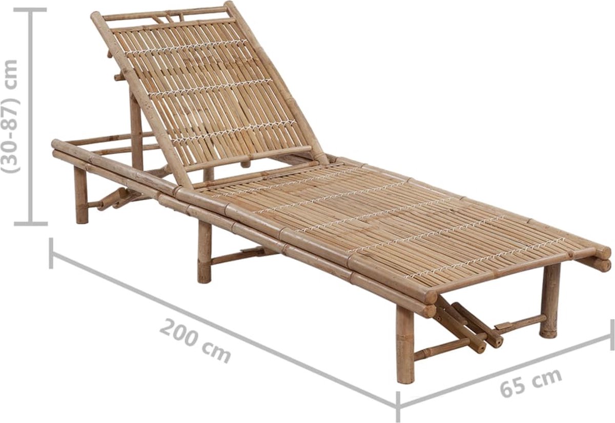 Vidaxl Ligbed Met Kussen Bamboe - Blauw