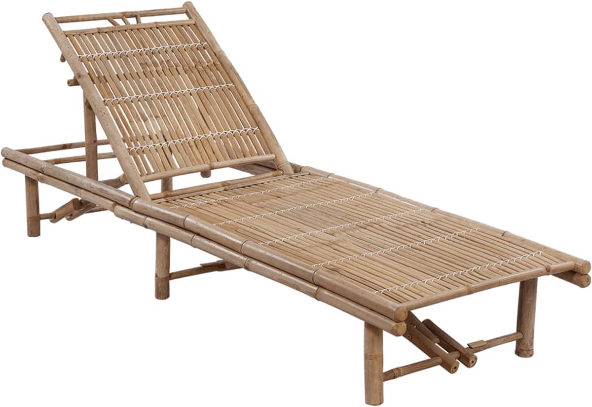 Vidaxl Ligbed Met Kussen Bamboe - Blauw