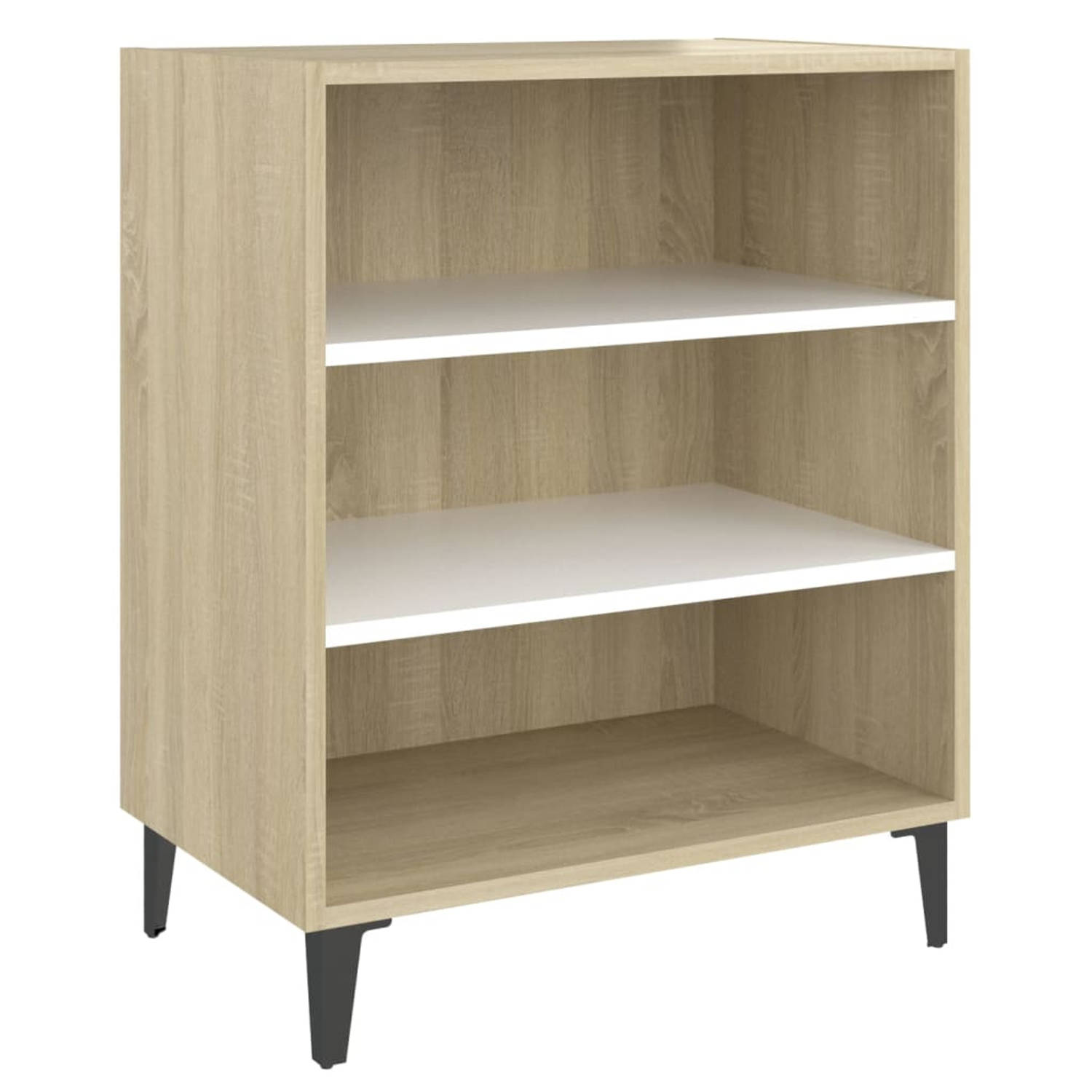 Vidaxl Dressoir 57x35x70 Cm Spaanplaat Wit En Sonoma Eikenkleurig