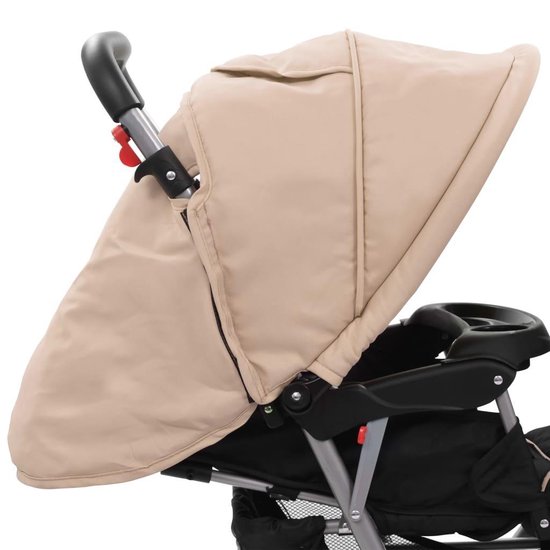 Vidaxl Kinderwagen Dubbel Staal Taupe En - Zwart