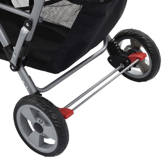 Vidaxl Kinderwagen Dubbel Staal Taupe En - Zwart
