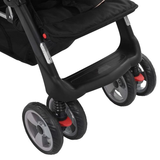 Vidaxl Kinderwagen Dubbel Staal Taupe En - Zwart
