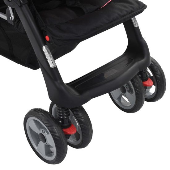Vidaxl Kinderwagen Dubbel Staal En Zwart - Roze