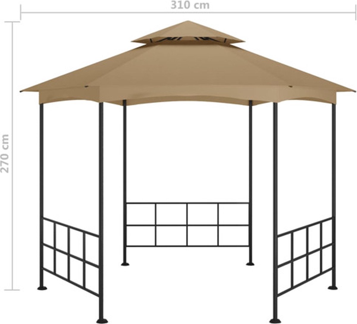 Vidaxl Prieel Met Zijwanden 3,1x2,7 M Taupe