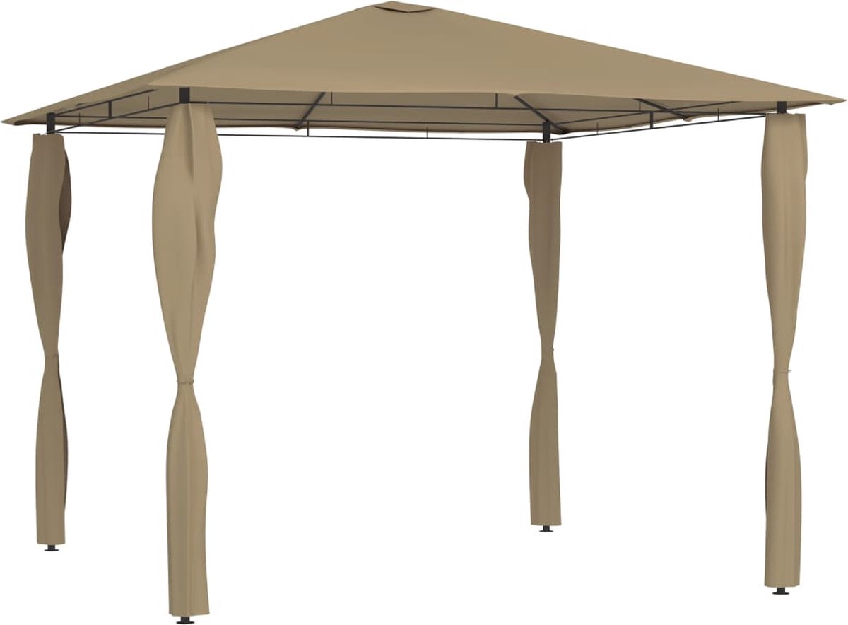 Vidaxl Prieel Met Paalhoezen 160 G/m² 3x3x2,6 M Taupe - Bruin