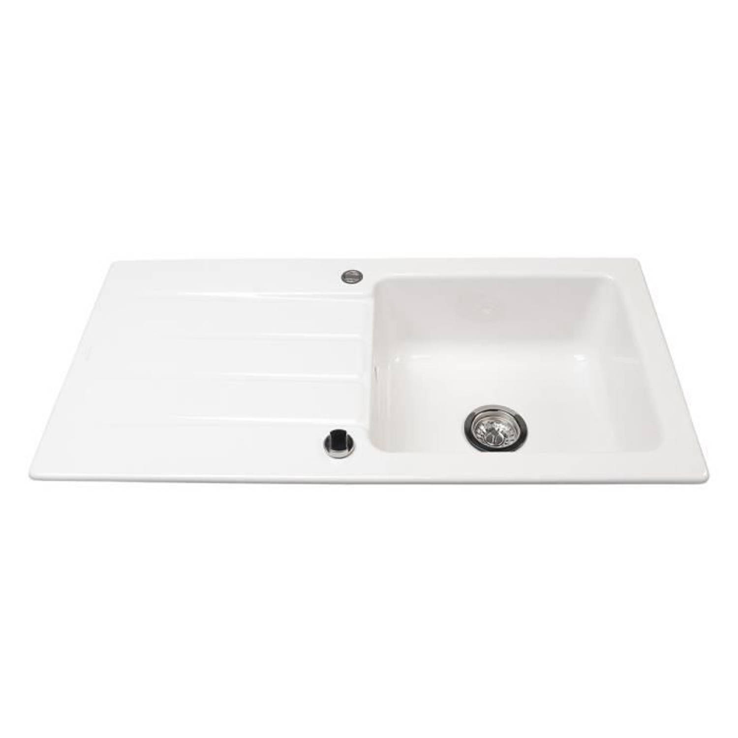 Villeroy & Boch Inbouwspoelbak 1 Grote Bak + 1 Architectura Afdruiprek - Keramiek - 97 X 48 Cm - Wit