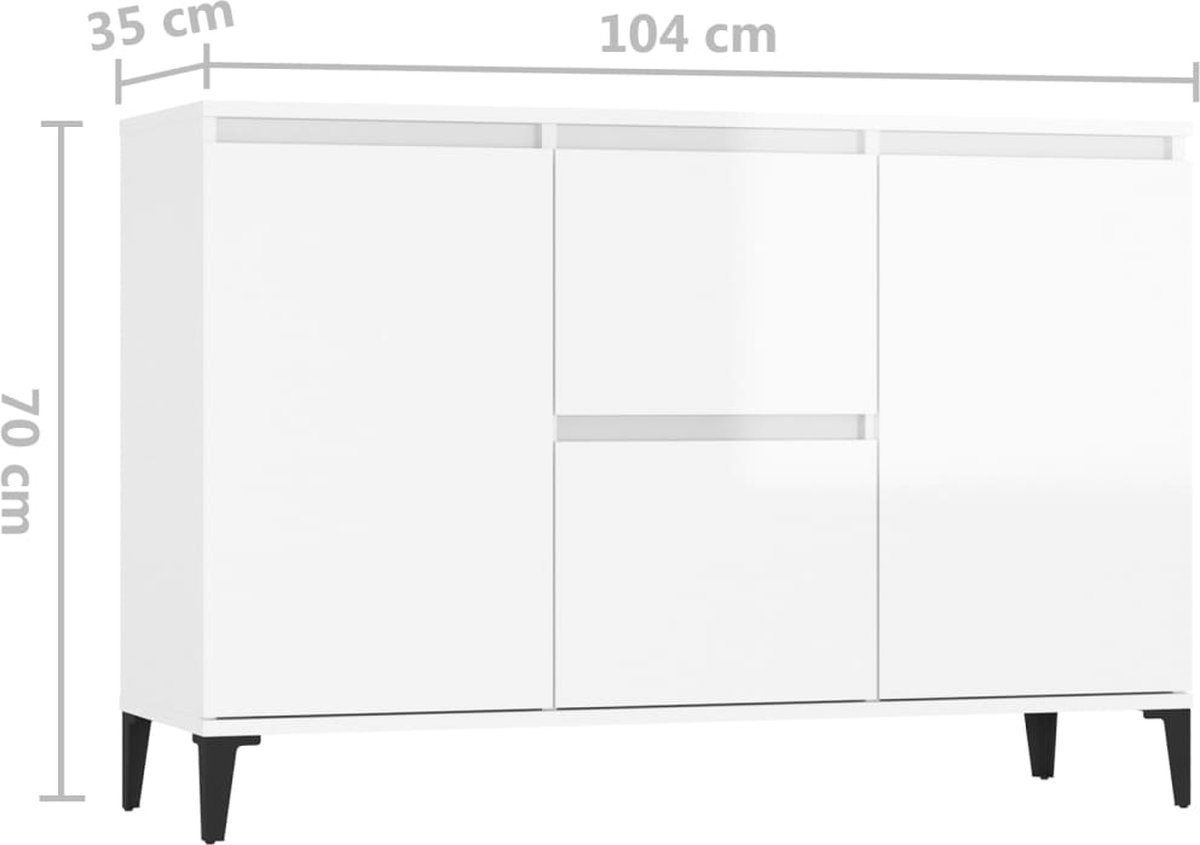 Vidaxl Dressoir 104x35x70 Cm Spaanplaat Hoogglans Wit