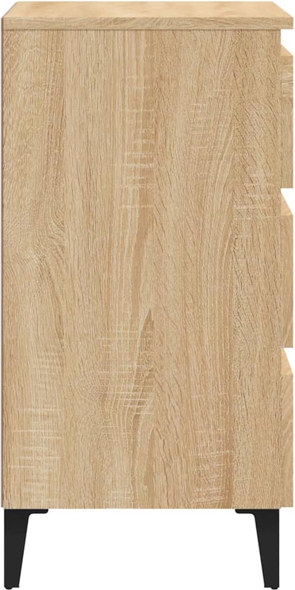 Vidaxl Nachtkastjes 2 St Met Metalen Poten 40x35x69 Cm Sonoma Eiken - Bruin