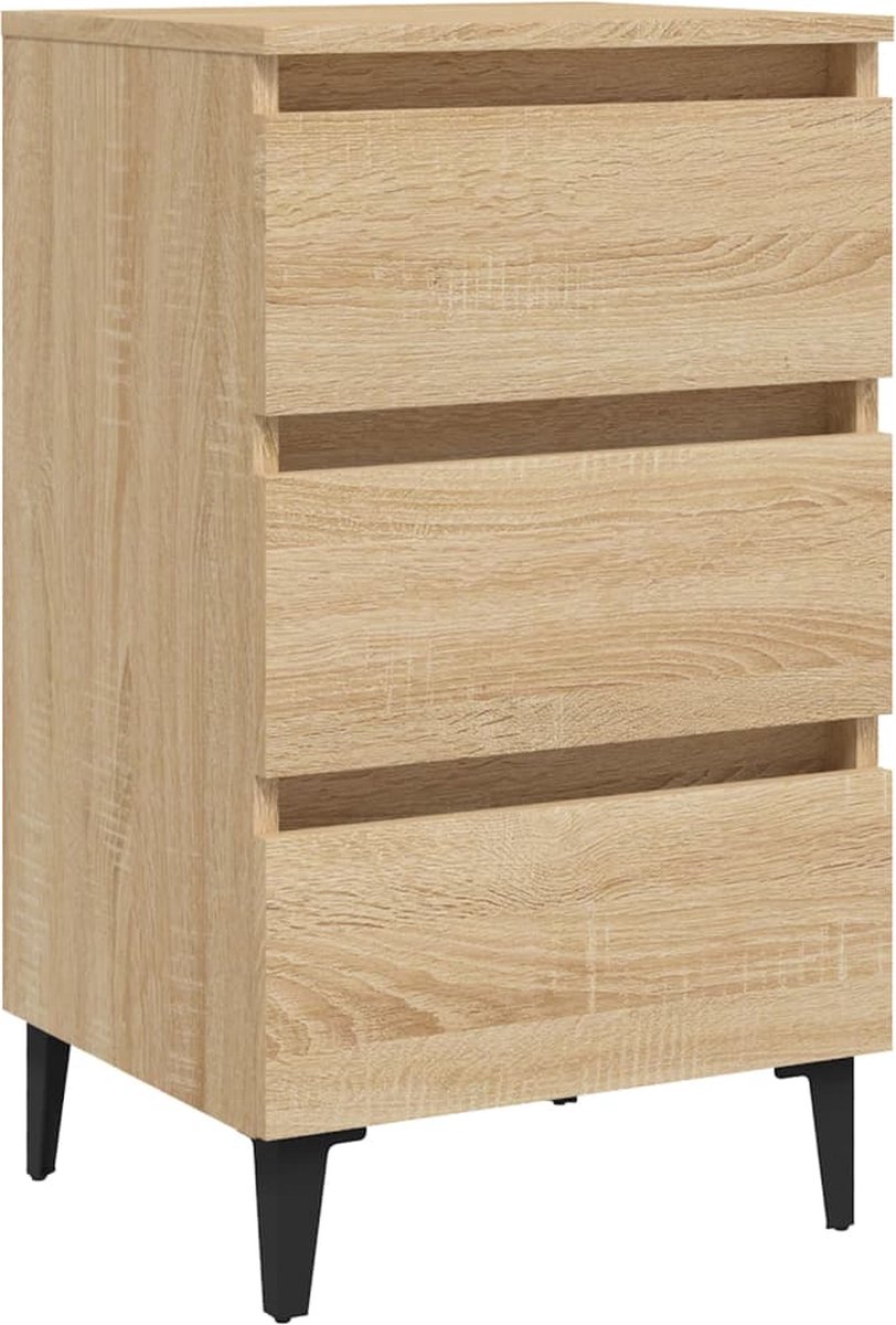 Vidaxl Nachtkastjes 2 St Met Metalen Poten 40x35x69 Cm Sonoma Eiken - Bruin