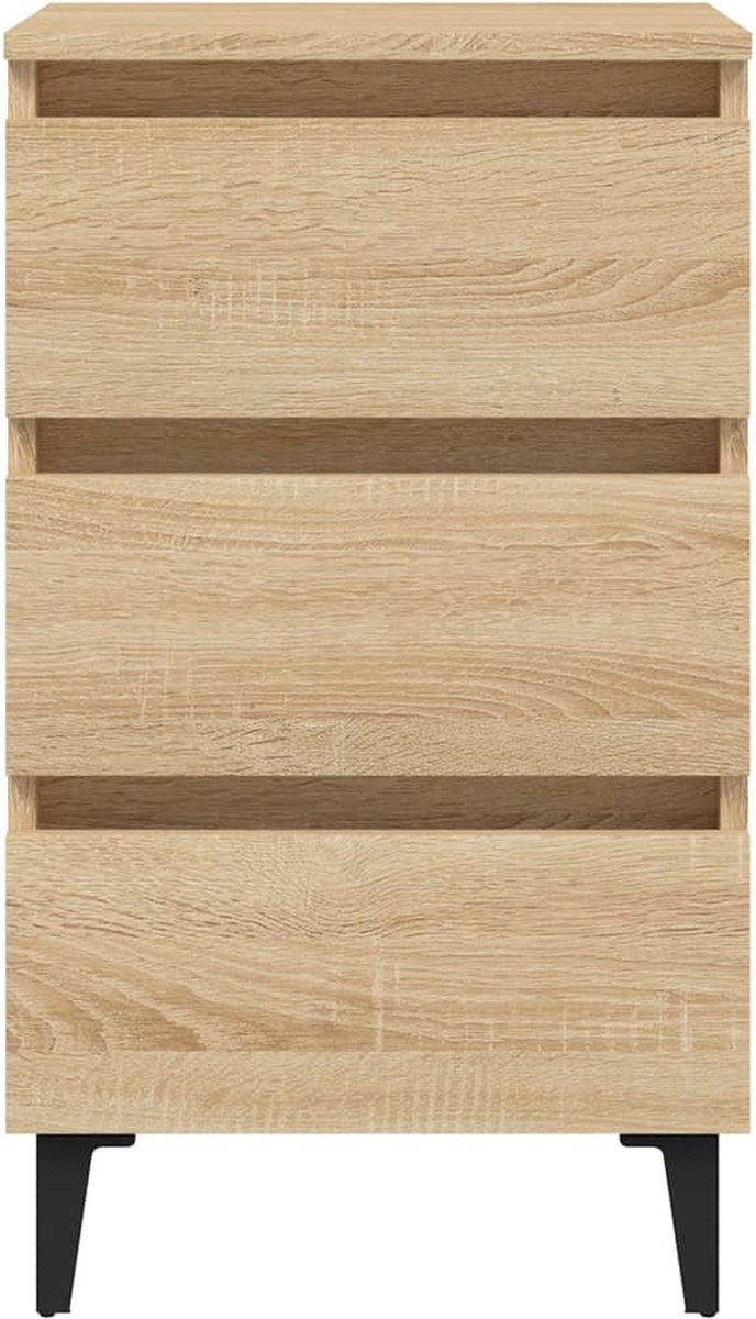 Vidaxl Nachtkastjes 2 St Met Metalen Poten 40x35x69 Cm Sonoma Eiken - Bruin