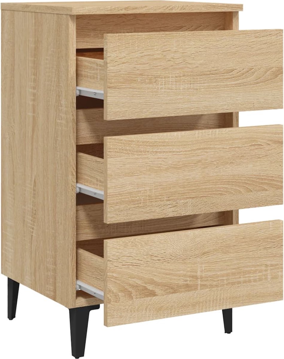 Vidaxl Nachtkastjes 2 St Met Metalen Poten 40x35x69 Cm Sonoma Eiken - Bruin