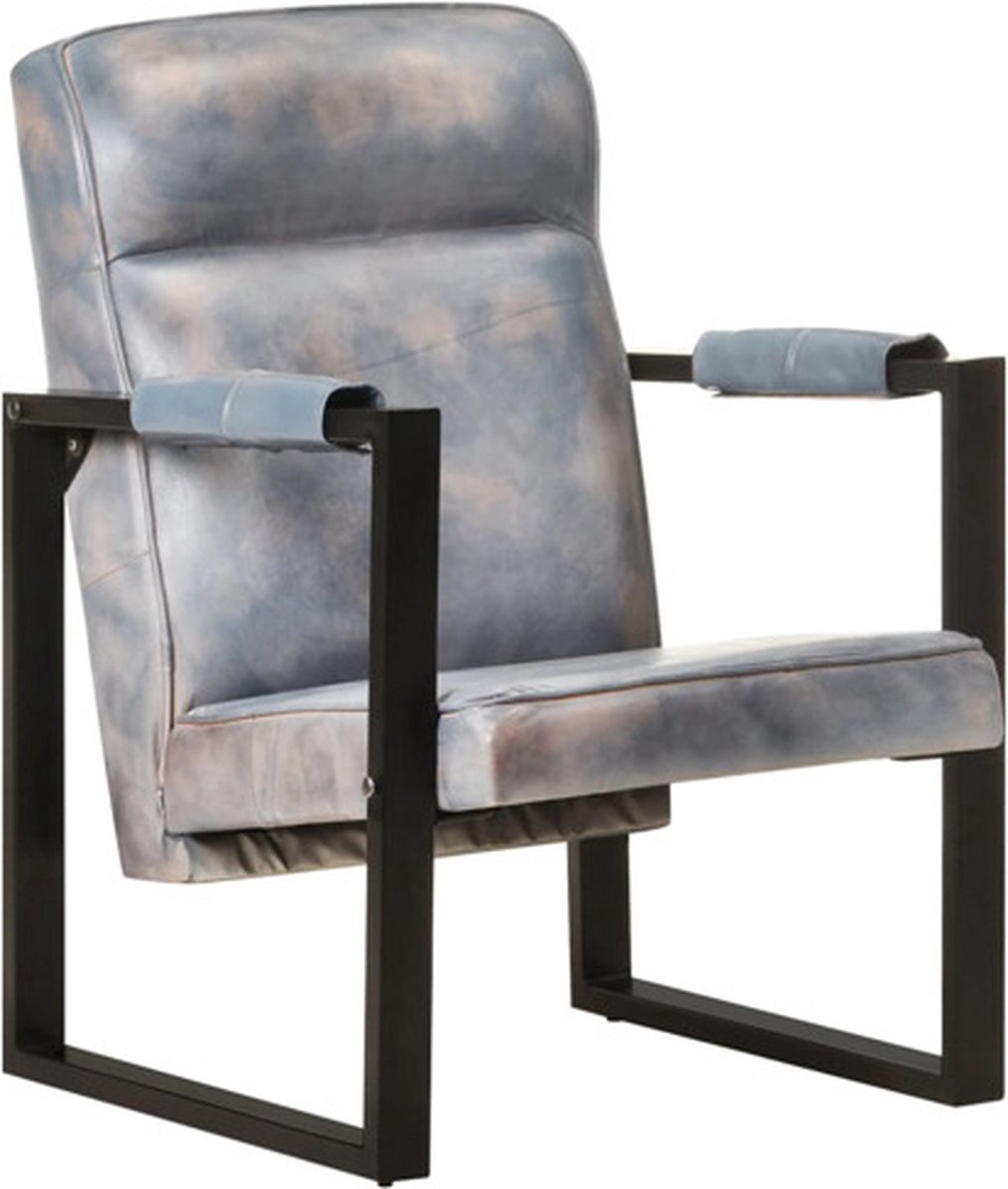 Vidaxl Fauteuil 60x75x90 Cm Echt Geitenleer - Grijs