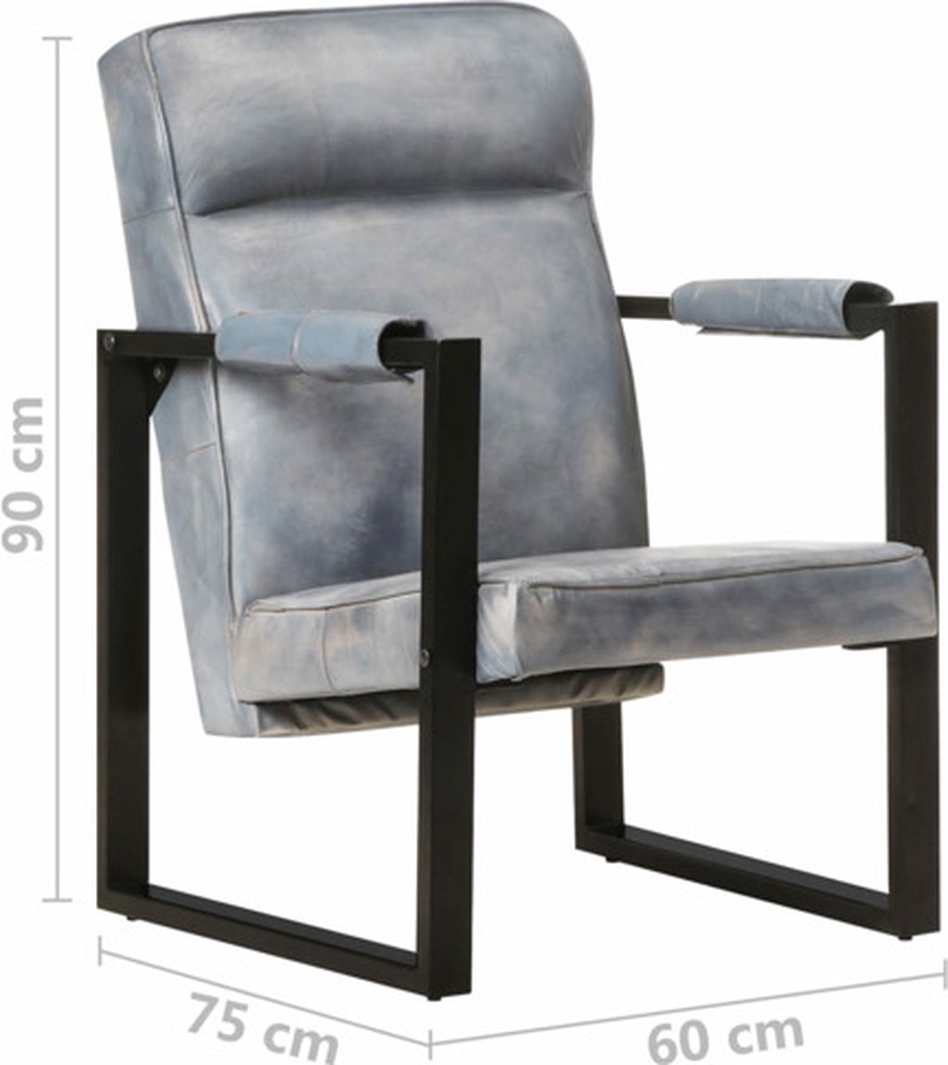 Vidaxl Fauteuil 60x75x90 Cm Echt Geitenleer - Grijs