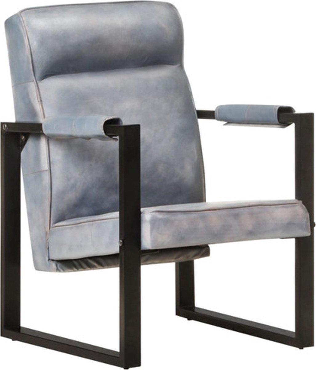 Vidaxl Fauteuil 60x75x90 Cm Echt Geitenleer - Grijs