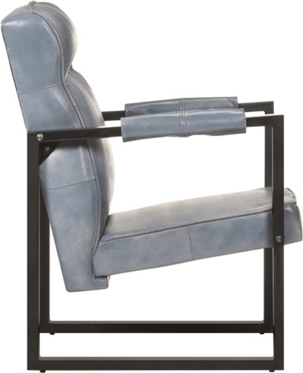 Vidaxl Fauteuil 60x75x90 Cm Echt Geitenleer - Grijs