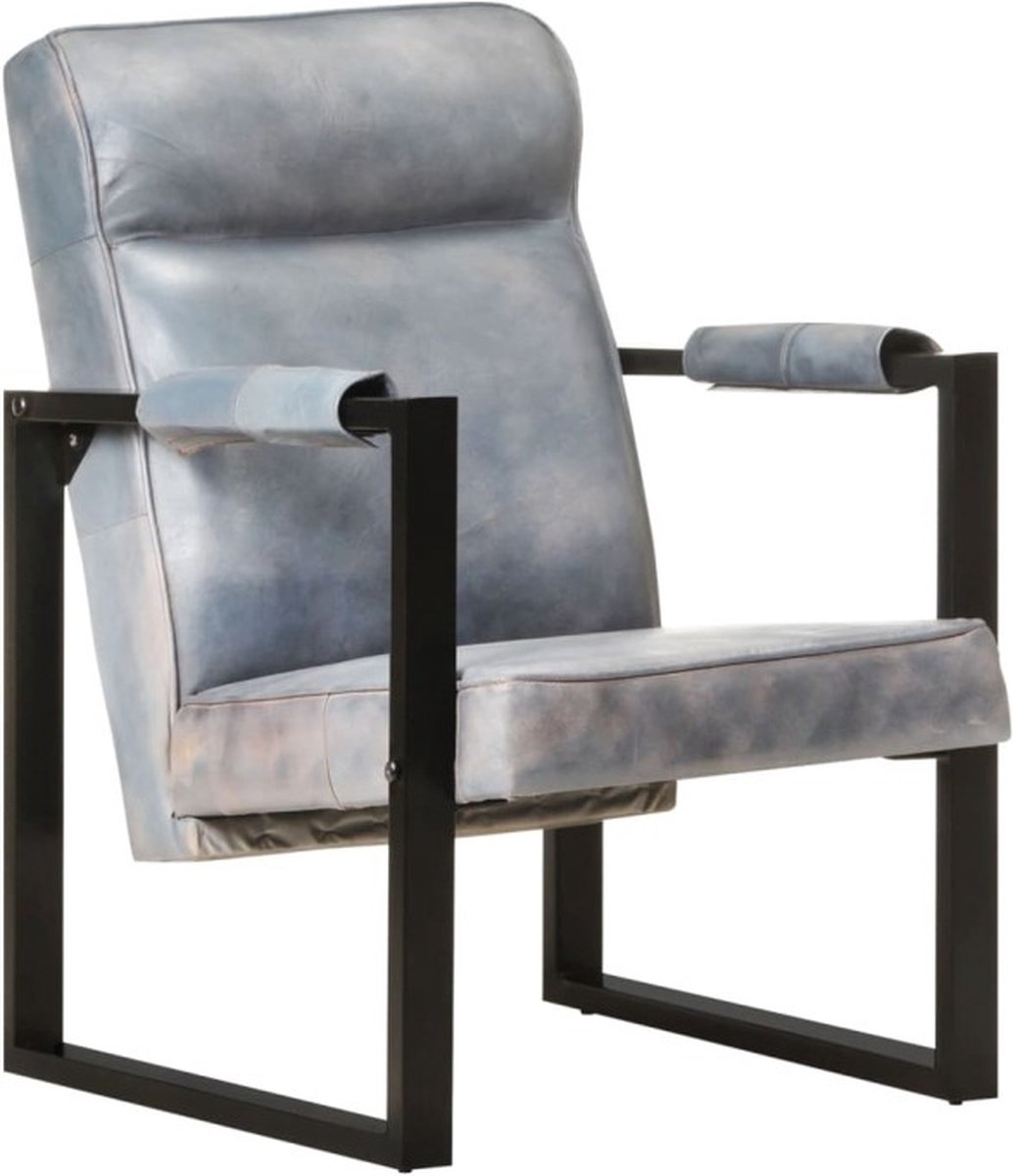 Vidaxl Fauteuil 60x75x90 Cm Echt Geitenleer - Grijs