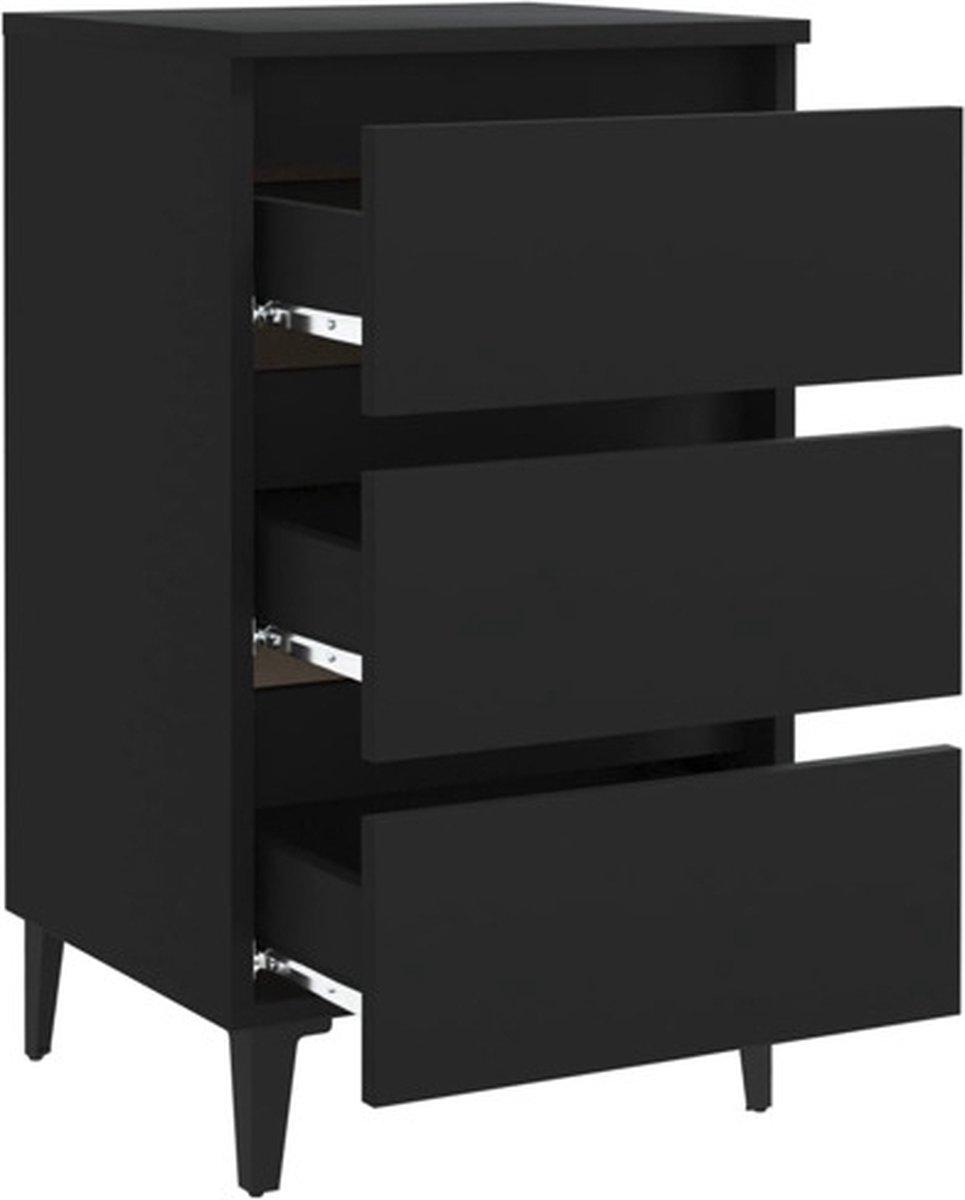Vidaxl Nachtkastje Met Metalen Poten 40x35x69 Cm - Zwart
