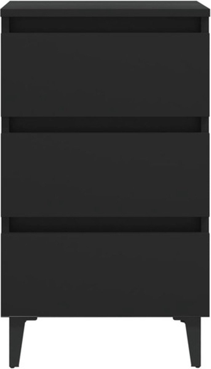 Vidaxl Nachtkastje Met Metalen Poten 40x35x69 Cm - Zwart