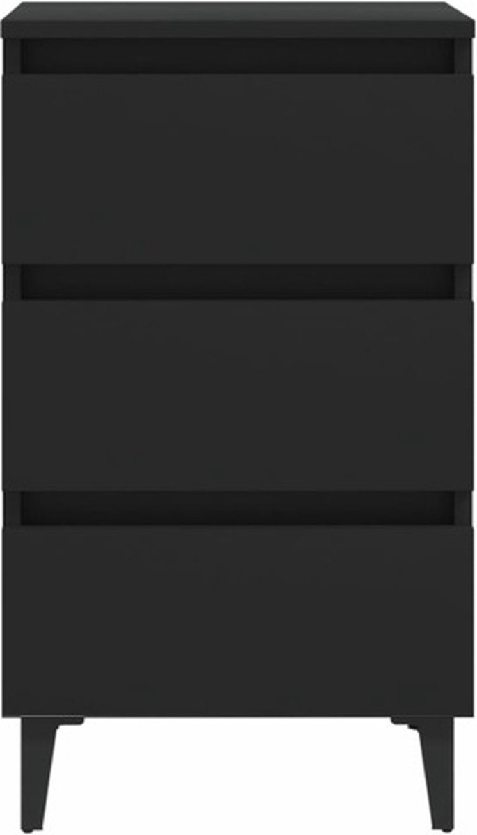 Vidaxl Nachtkastje Met Metalen Poten 40x35x69 Cm - Zwart