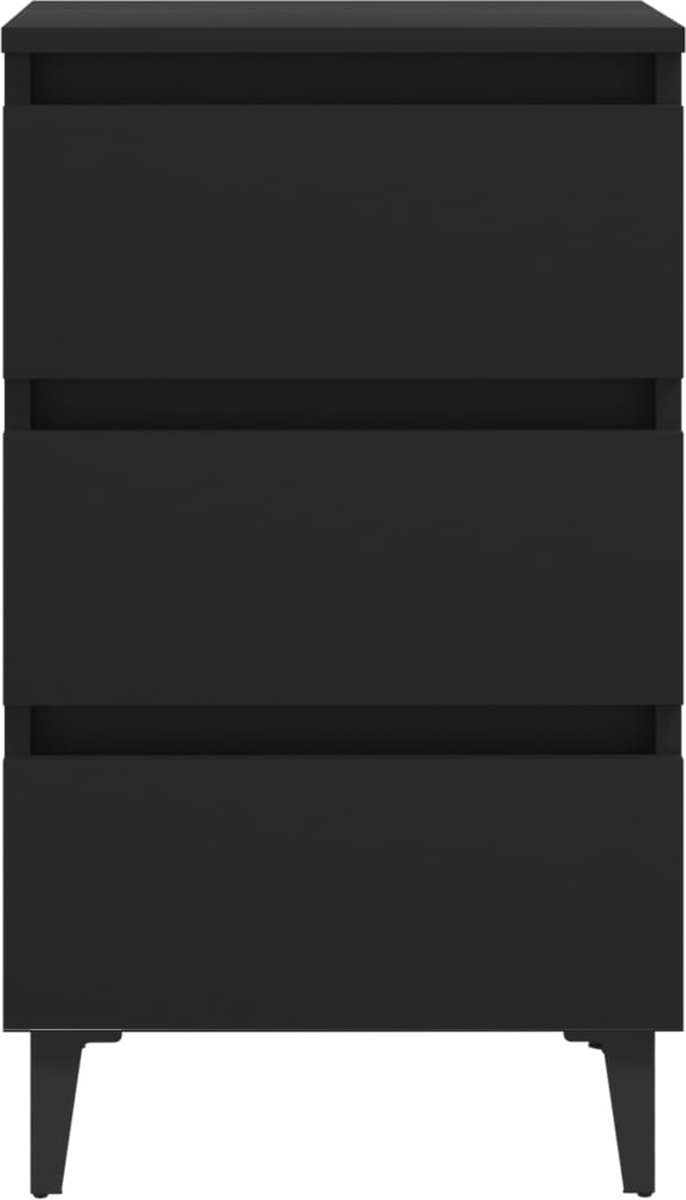 Vidaxl Nachtkastje Met Metalen Poten 40x35x69 Cm - Zwart