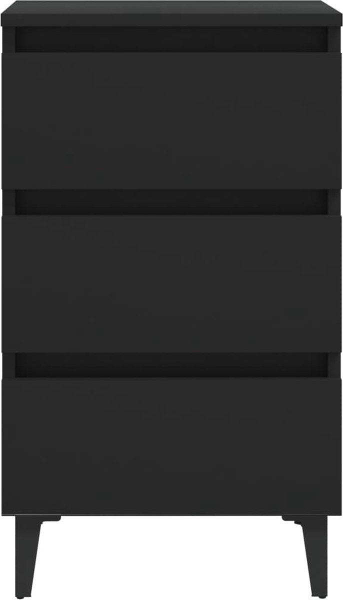 Vidaxl Nachtkastje Met Metalen Poten 40x35x69 Cm - Zwart