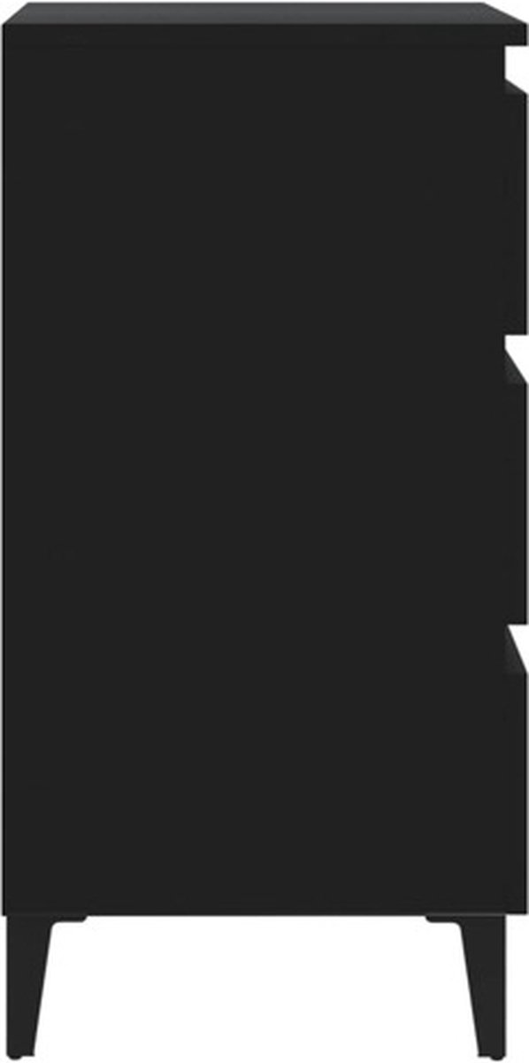 Vidaxl Nachtkastje Met Metalen Poten 40x35x69 Cm - Zwart