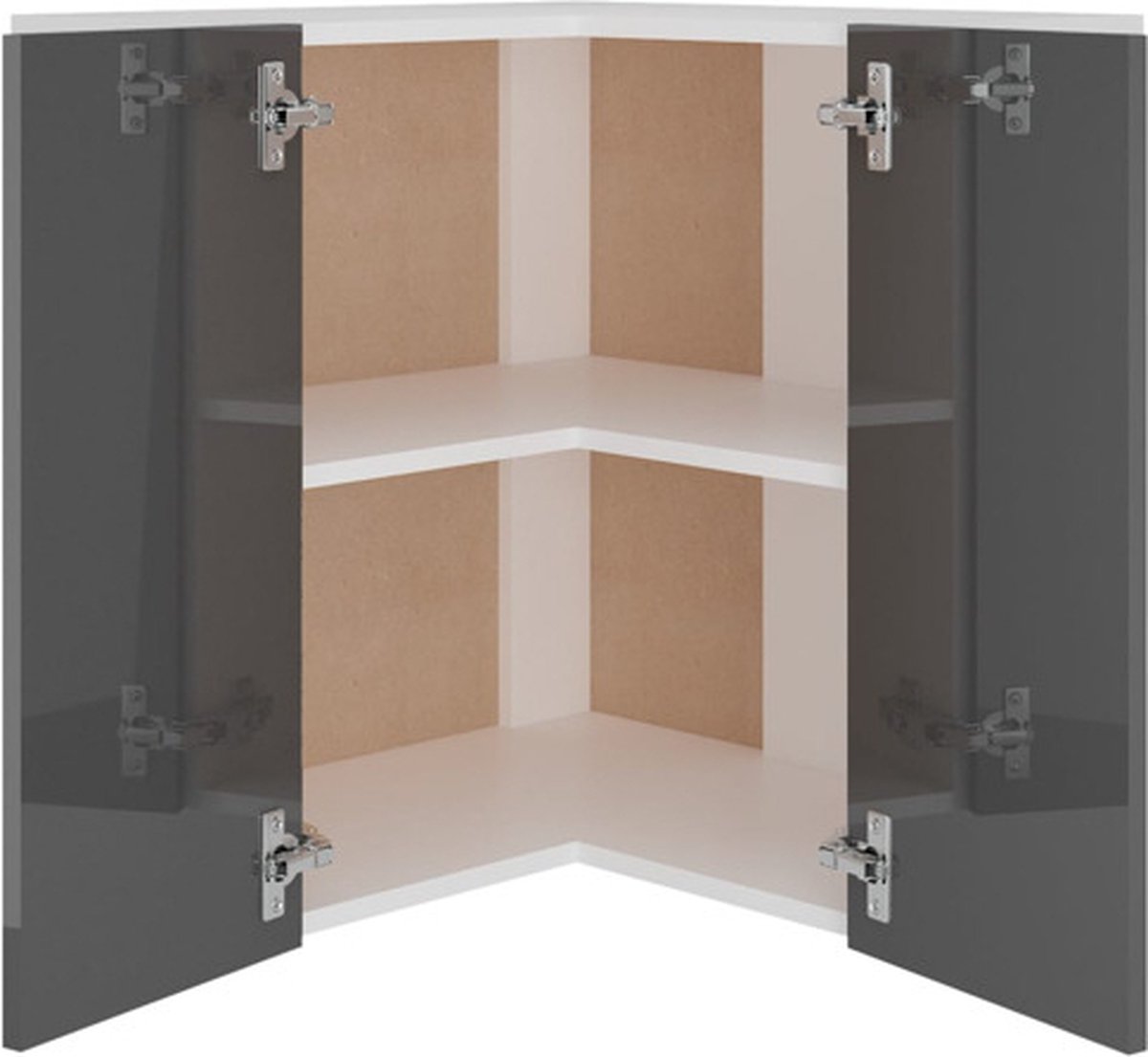 Vidaxl Hanghoekkast 57x57x60 Cm Spaanplaat Hoogglans - Grijs