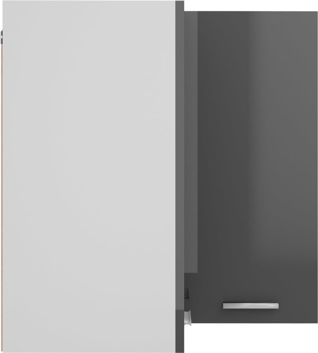 Vidaxl Hanghoekkast 57x57x60 Cm Spaanplaat Hoogglans - Grijs