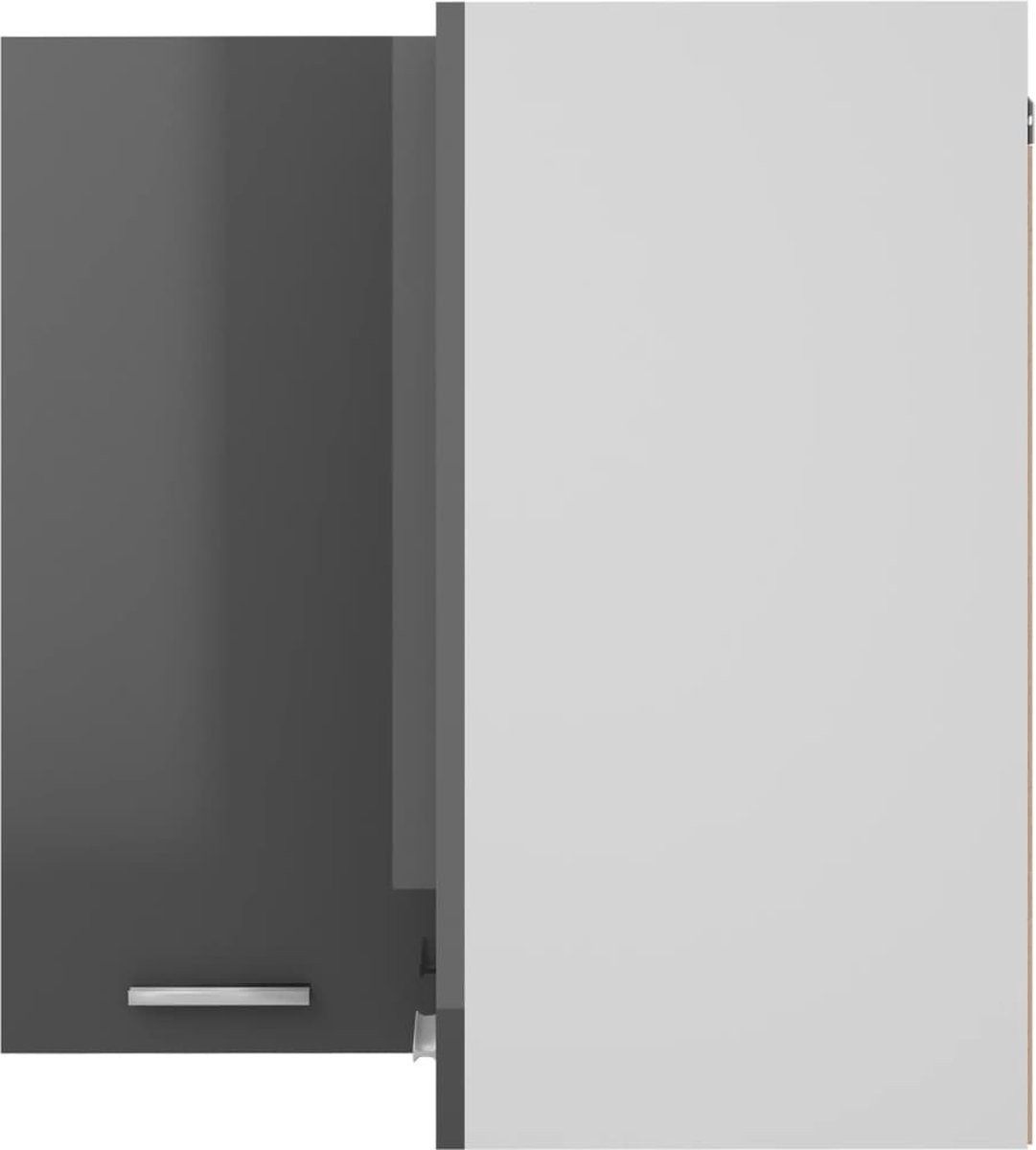 Vidaxl Hanghoekkast 57x57x60 Cm Spaanplaat Hoogglans - Grijs