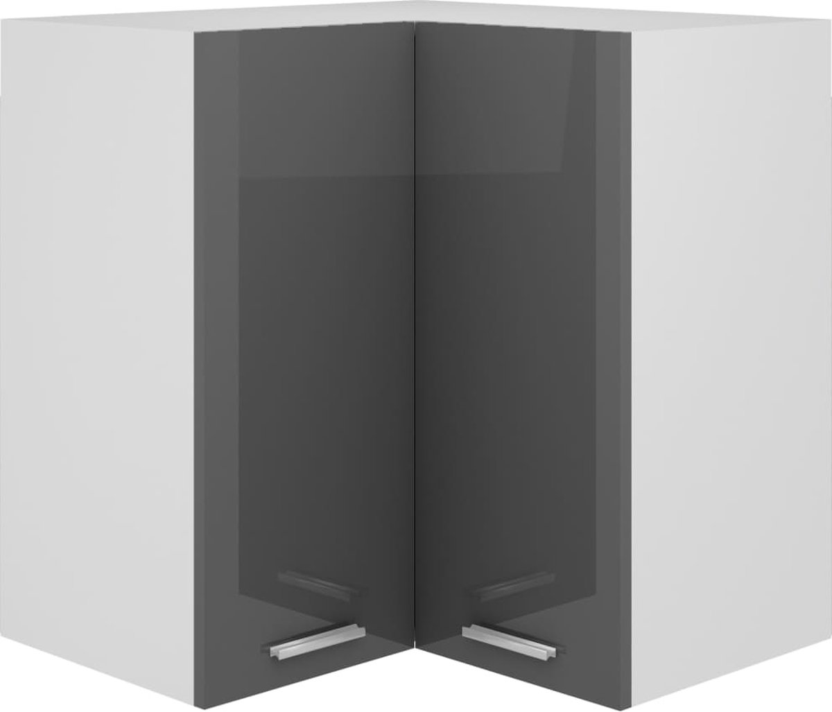 Vidaxl Hanghoekkast 57x57x60 Cm Spaanplaat Hoogglans - Grijs