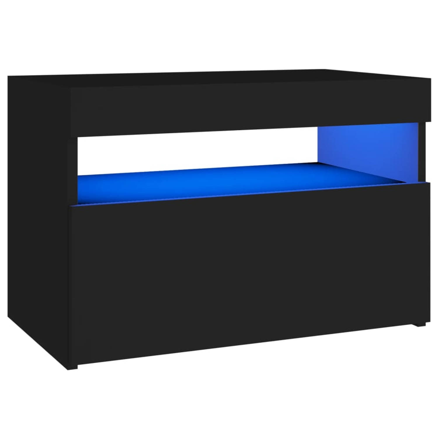 Vidaxl Nachtkastje Met Led-verlichting 60x35x40 Cm Spaanplaat - Zwart