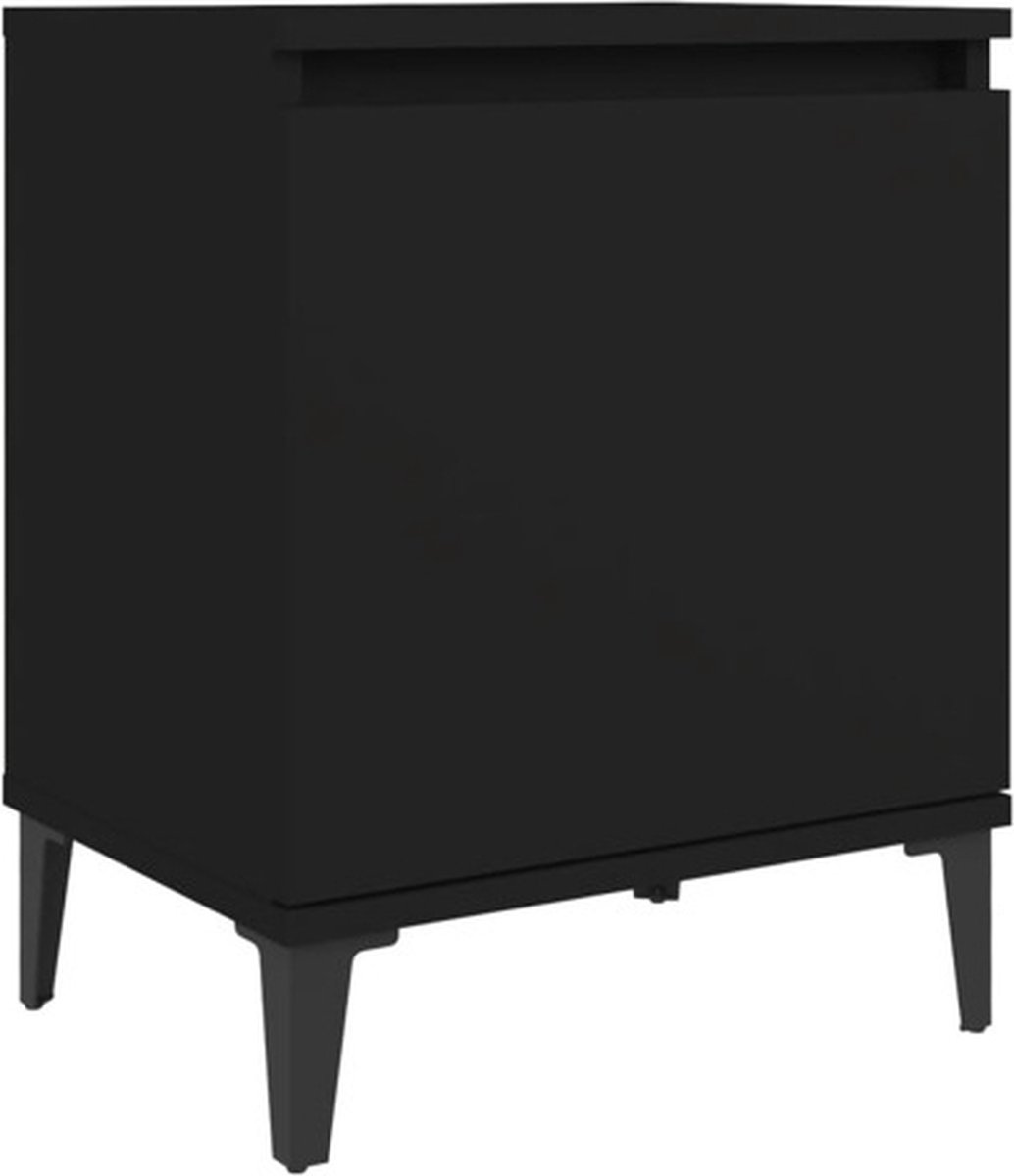 Vidaxl Nachtkastje Met Metalen Poten 40x30x50 Cm - Negro