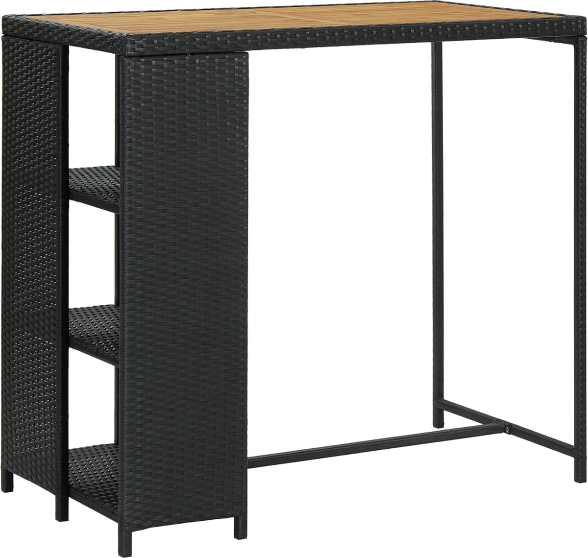 Vidaxl Bartafel Met Opbergrek 120x60x110 Cm Poly Rattan - Zwart