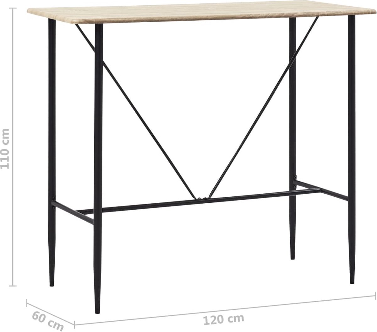 Vidaxl Bartafel 120x60x110 Cm Mdf Eikenkleurig - Bruin