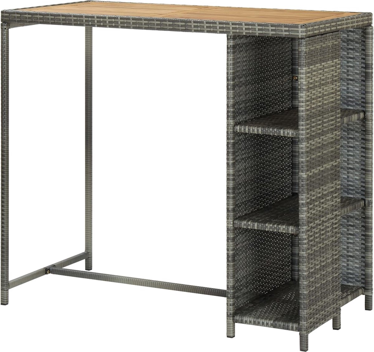 Vidaxl Bartafel Met Opbergrek 120x60x110 Cm Poly Rattan - Grijs