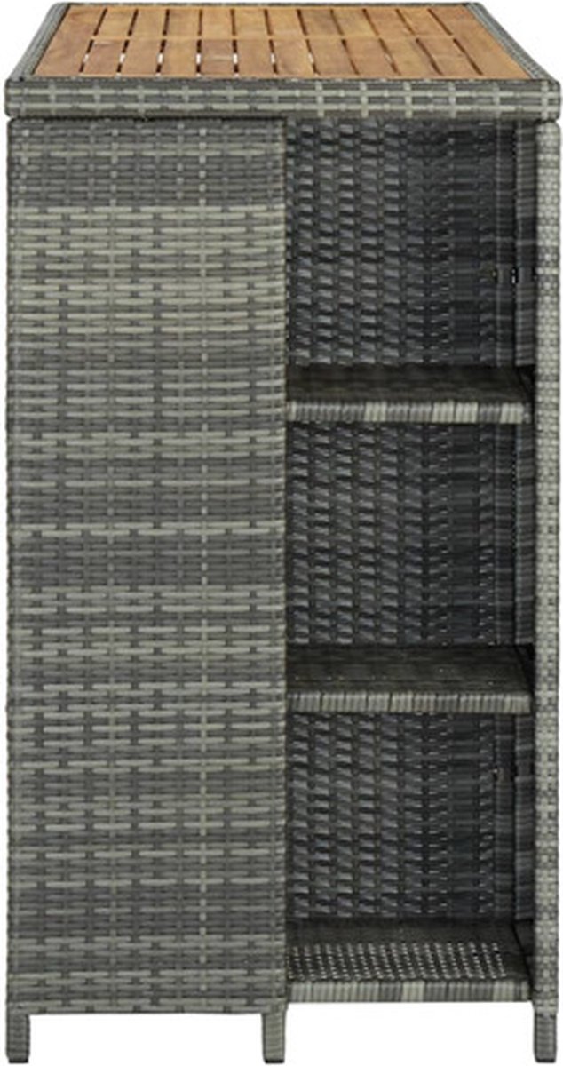 Vidaxl Bartafel Met Opbergrek 120x60x110 Cm Poly Rattan - Grijs