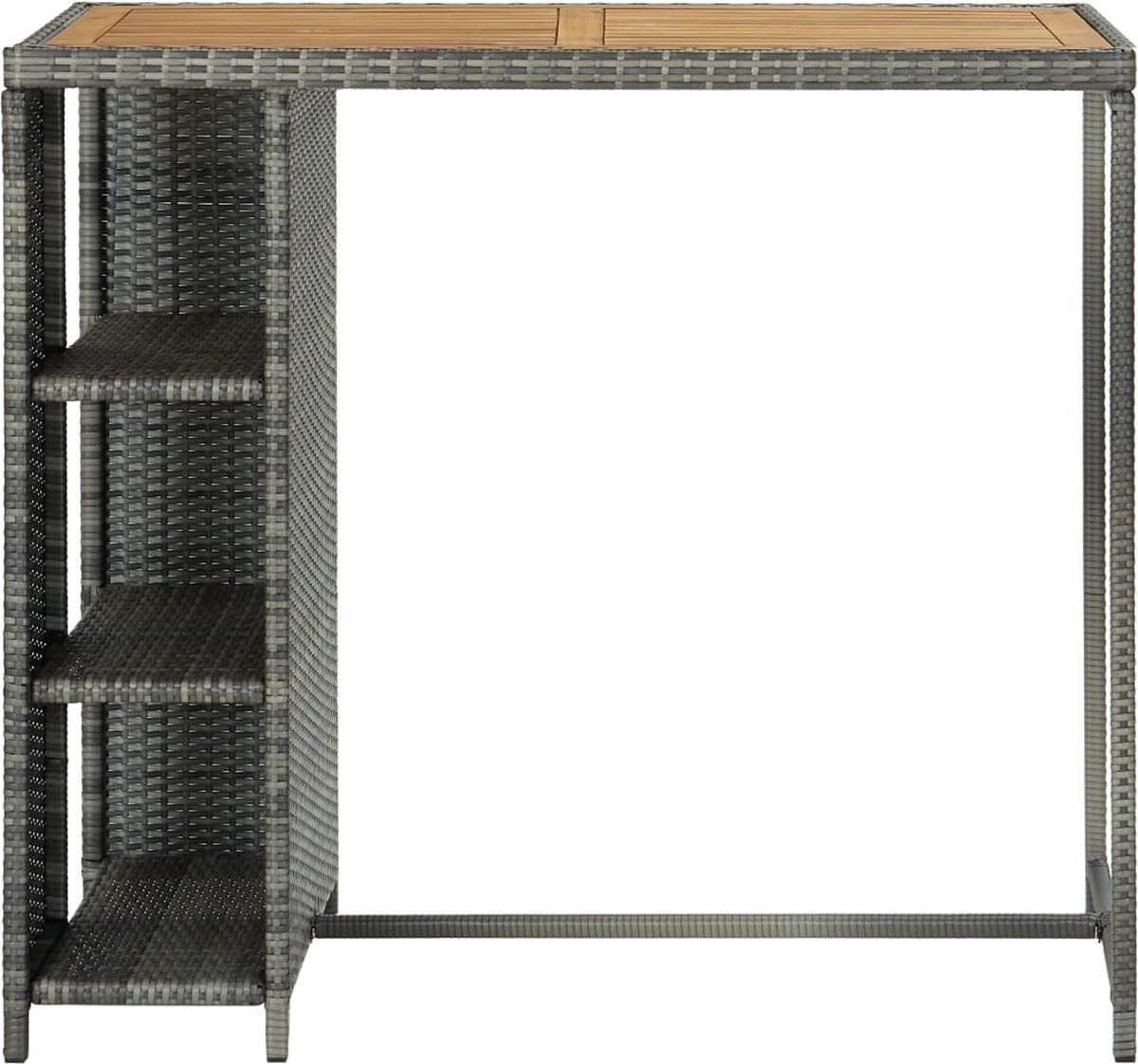 Vidaxl Bartafel Met Opbergrek 120x60x110 Cm Poly Rattan - Grijs