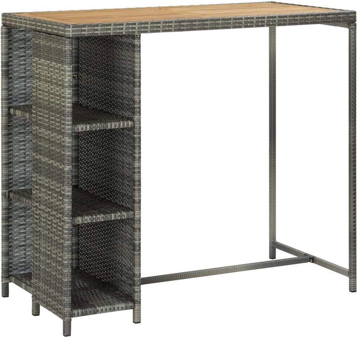 Vidaxl Bartafel Met Opbergrek 120x60x110 Cm Poly Rattan - Grijs